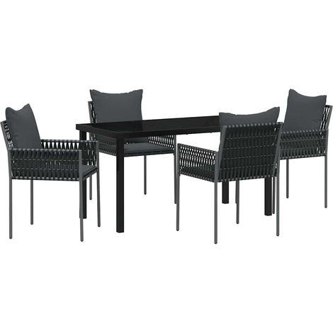 Maison Exclusive - Set da Pranzo per Giardino 5 pcs Nero e Grigio Rattan in PE (1/5)