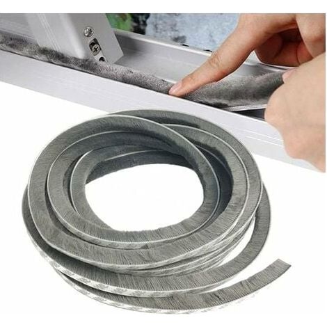 Joint Brosse - 10 M - 9 mm x 9 mm - Pour Porte Coulissante Moustiquaire Fenêtre - Autoadhésif Gris