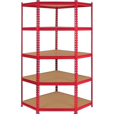 ORION91oficial® - Estantería Esquinera, Color Rojo, Metálica Modular Almacenaje 180x70x40cm Acero y MDF Antihumedad, Hogar, Trastero, Garaje, 5 Baldas Ajustables, Cargas Pesadas 1750Kg Estantería - sp (1/5)