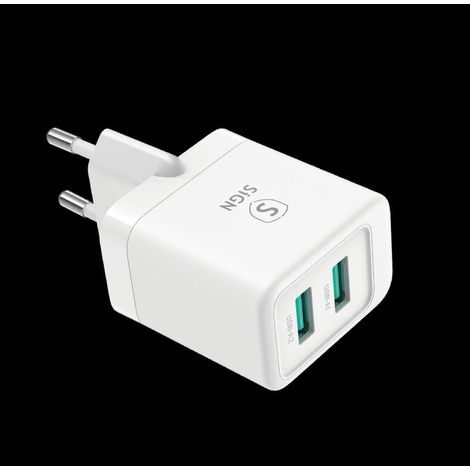 Mini caricabatterie rapido doppio USB 24 A bianco