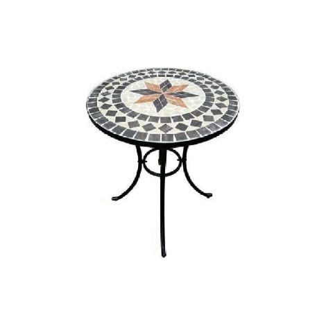 Table de jardin en mosaïque – Structure en fer – Surface en pierre – 60x70cm – Modèle Capri – 4 places – Domus (1/2)