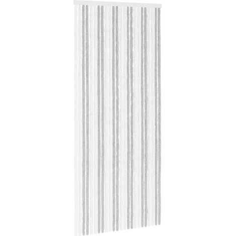 vidaXL Rideau anti-insectes en chenille Gris clair et blanc