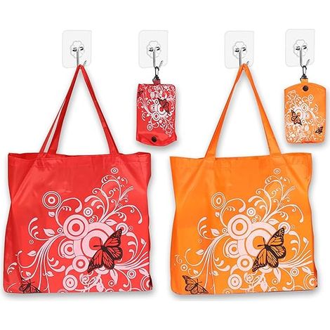 CCYKXA  Set mit 2 großen, wiederverwendbaren und faltbaren Einkaufstaschen (44,5 x 44,5 cm) für Damen, umweltfreundliche Tragetaschen, Einkaufstaschen, Einkaufstaschen, Stofftaschen