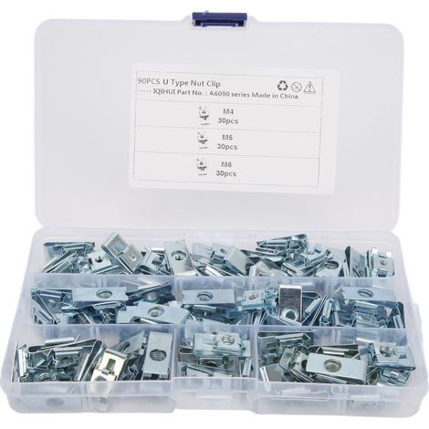 Clips of fastening of Type U rust-resistant, 90 pieces, nuts of fastening of car, replacement for panel of body kit (1/5)