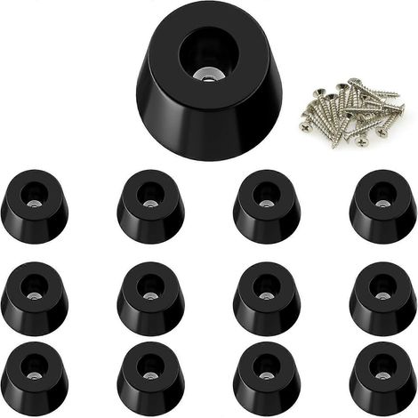Verstellbare Schrankfüße, 40 Stück runde Gummifüße mit Schrauben, Tischbeingleiter, Gummikappen für Stuhlbeine (40, 20 x 14 x 17 mm) (Farbe: Schwarz)
