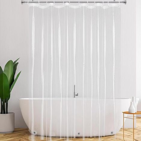Transparenter Duschvorhang aus PEVA, wasserdicht und schimmelresistent, mit 12 Ringen, für Badezimmer, Badewanne und Dusche, 180 x 200 cm (1/5)