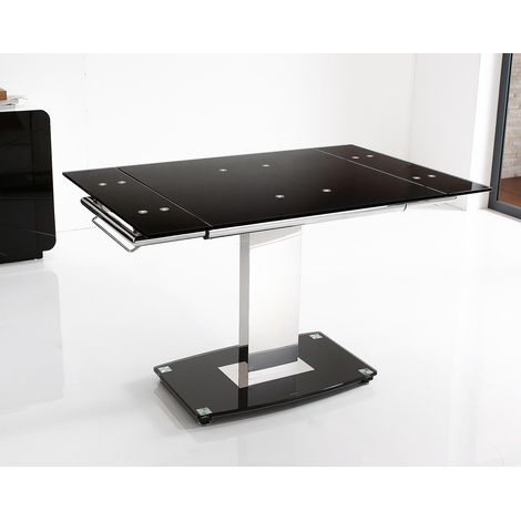 Enzo 80 - 120cm Small Extendable Black Glass Dining Table (1/5)