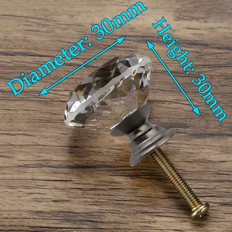 (Ensemble de 4 pièces) Boutons en cristal en forme de diamant, poignées de meubles, quincaillerie