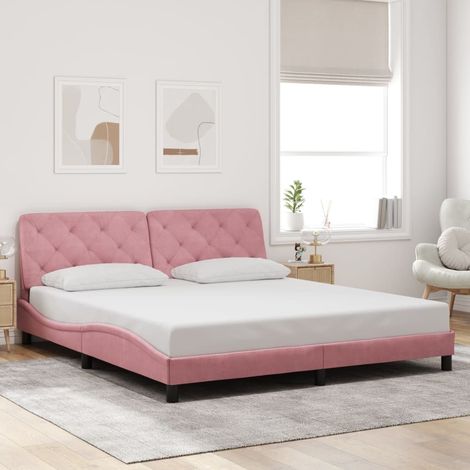 vidaXL Giroletto senza Materasso Rosa 180x200 cm in Velluto (1/5)