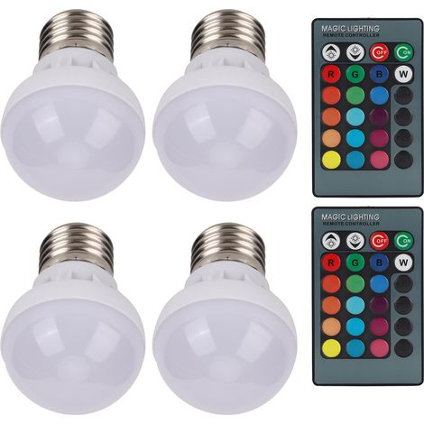 Ampoule LED E27RGB 40W, couleur RGB, avec télécommande (pack G454 et 2 télécommandes). (1/5)