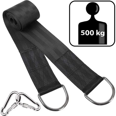 Sangle de Suspension pour Hamac - 150 cm x 5 m - Charge Maximale 544 kg - Pour Balançoire Jardin, Hamac Extérieur, Chaise Suspendue - 2 Pièces (1/5)
