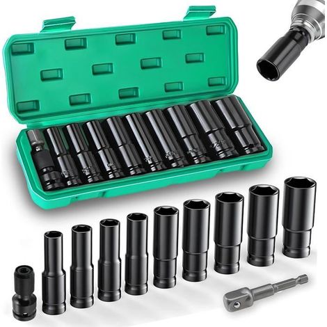 11 Pièces Douille a Choc 1/2, 10-24mm Coffret Douille Longue, Douilles et Coffrets, Douille Cle a Choc (1/5)