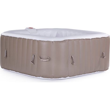Habitat Et Jardin – Spa gonflable 6 places carré 185 x 185 x 65 cm – 130 jets de massage directionnels – Couverture thermique – Panneau de contrôle digital (1/4)