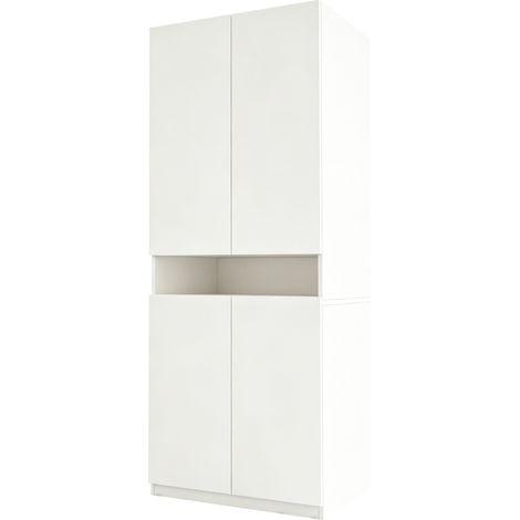 Armadio guardaroba 70 x 55 x 180 cm con vano LED e zona appendiabiti bianco HOMVRA (1/5)