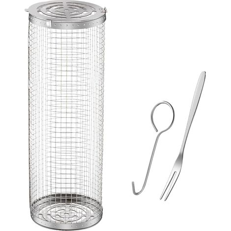 Parrilla para barbacoa, jaula redonda para barbacoa, jaula ahumadora para exteriores, portátil, 31 10 10 cm (1/5)