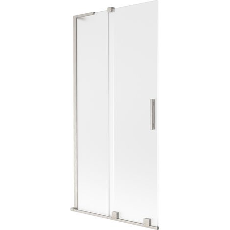 Mexen Velar L Badewannenabtrennung 2-flügelig verschiebbar 90 x 150 cm, satiniert, gebürstetes Nickel - 896-090-003-31-97 (1/5)