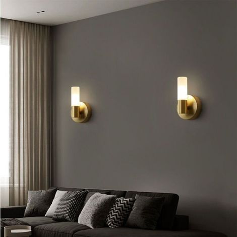 Applique Murale - LED Linéaire - Verre Givré - Cuivre Doré - Pour Salle De Bain Intérieur - 1 Pièce (1/3)