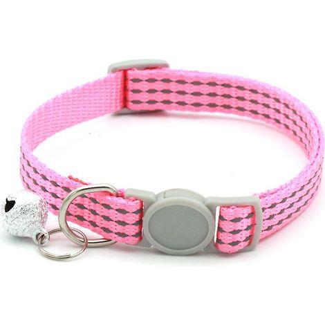 un Collier Pour Chat Rose Rflchissant, Taille Ajustable 119-32cm Collier Pour Animal De Compagnie Avec Boucle De Scurit Et Clochette (1/5)