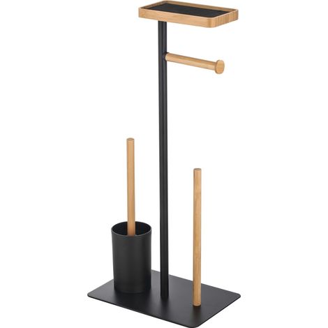 Combiné WC avec Support Smartphone - Porte-Rouleau Papier WC Bambou (1/5)