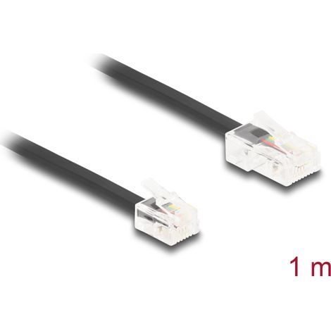Delock Cable telefÃ³nico de RJ45 macho a RJ11 macho negro 1 m
