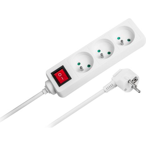 Rallonge Rebel, multiprise de 3 m, 3 prises, interrupteur (1/3)