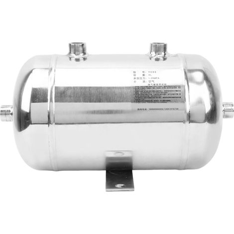 Réservoir d'air comprimé 3L en acier poli, horizontal haute pression, 4 sorties 1/4NPT, accumulateur de gaz pour compresseur (1/5)