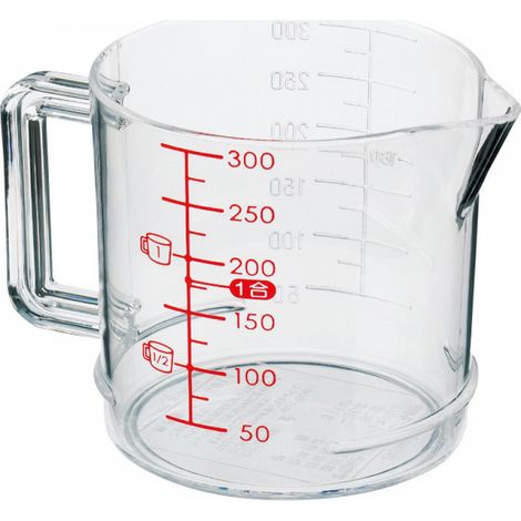 Tasse à mesurer transparente en plastique de 300 ml avec poignée et graduation, pour la cuisine (pâtisserie, farine, liquides, etc.). (1/5)