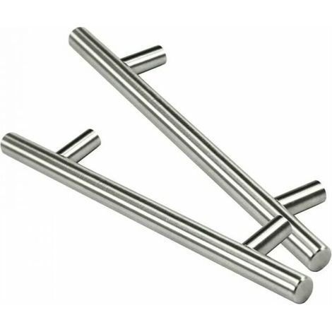 10 tiradores de puerta tipo T para armarios de cocina, de acero inoxidable, con separación entre orificios de 96 mm. (1/4)