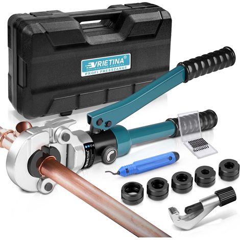 Pince à sertir professionnelle pour tuyau en cuivre V-Contour avec coupe-tube et déburrant, pince à sertir manuelle pour tuyau en cuivre et tuyau composite avec V12 V15 V18 V22 V28 pour tuyau en (1/5)