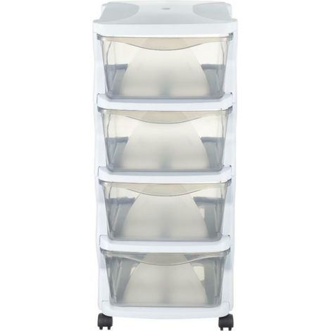 Cassettiera Impilabile con Ruote 4 Cassetti Insieme Bama CM 36x40x80 h Bianca (1/2)