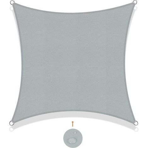 Voile d'ombrage Rectangulaire 3x3m Imperméable Toile Ombrage UV Protection pour Patio Jardin, Terrasse,Extérieur, Balcon,Gris Clair (1/4)