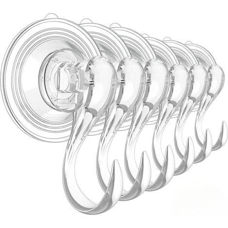 Confezione da 6 piccoli ganci a ventosa trasparenti, ganci a ventosa resistenti, per finestre e porte in vetro, con staffe rimovibili e riutilizzabili. (1/4)