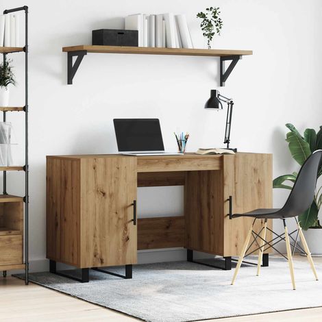 vidaXL  Desk  with Shelf Artisan oak 140 x 50 x 75 cm Engineered wood