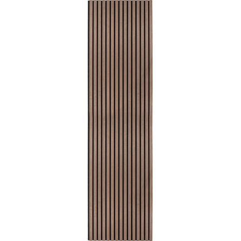 Pannello Fonoassorbente con Doghe Noce Scuro Lusso 3D Moderno Decorativo per Interni Pareti o Soffitti 2400mm x 600mm Retro in Feltro Assorbimento Acustico Installazione Facile Kit Incluso