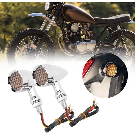 Clignotants Moto 2 Pièces Feu Stop Vintage Grille Accessoire Personnalisation Blanc (1/5)