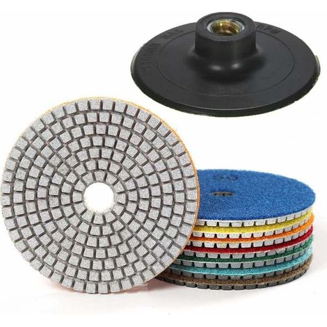 7 Pièces 4 Pouces Polissage Pad Diamant Tampons De Polissage Disque avec Support Pad pour Granit en Béton en Céramique (1/4)