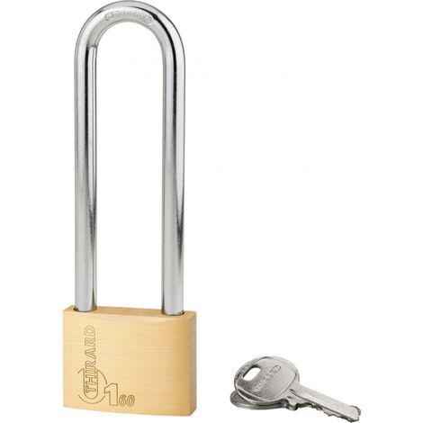 Cadenas à clé Type 1+, intérieur, laiton, anse haute acier, 60mm, 2 clés - (1/4)