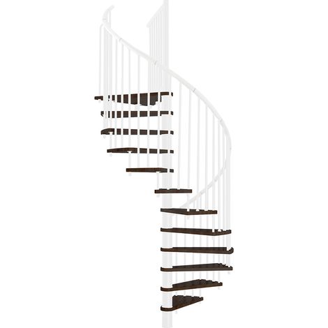 Minka Spindeltreppe Spiral Effect 38 - 305,5cm Geschosshöhe Walnuss Weiß 160cm Durchmesser