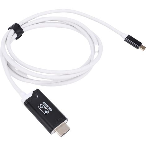Câble TV HD, 48 Gbit/s Haut Débit 4K À 144 Hz, Son Surround 5.1 Certifié Hdmi 2.1 avec Charge Rapide PD 100 W Cordon Adaptateur tv Pour 2 Steam Dock Rog Ally Appareils USB C 3.2 (noir et (1/5)