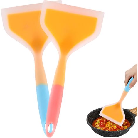 Spatule à crêpes en silicone, large, antiadhésive, pour poisson frit, flexible, pour ustensiles de cuisine antiadhésifs, pour biscuits aux œufs (1/5)