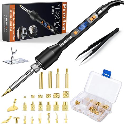 M2-M8 Insert Fileté, Kit de Fer à Souder,130 inserts filetés Metal+9 embouts de réparation pour Insert Impression 3D,60W Fer à Souder pour Insert Impression 3D,Stable pour Plastique (1/5)