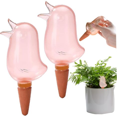 Boules d'arrosage pour plantes, 2 boules d'arrosage automatique en forme d'oiseau de 125 ml, picots d'irrigation automatiques, picots en terre cuite auto-arrosants