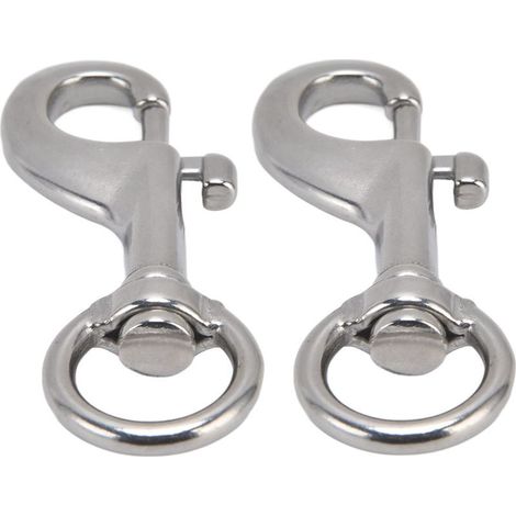 Lot de 2 mousquetons à œillet rotatifs en acier inoxydable 316 de qualité marine, clip de plongée simple extrémité 87 mm (1/5)
