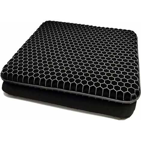 Gel-Sitzkissen Gelkissen, Orthopädisches Sitzkissen mit rutschfestem Bezug und mit innovativer Wabenkonstruktion Gelkissen für Auto, Büro und Rollstuhl (Schwarz) (1/5)