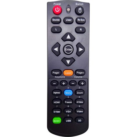 Control remoto compatible BR-5043N para proyectores Optoma DS328, DS330, DW326e, DX326, DX328, DX330, DX5100, EH501, EW420, GT760, GT760A, H100, H180X, S302, S303, W303, W303ST, W501, X301, X302, X303 (1/5)