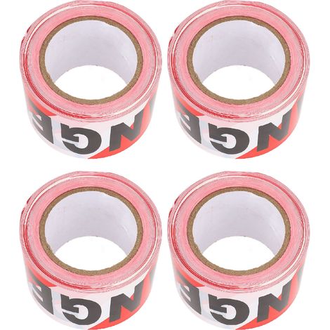 4 rouleaux ruban avertissement non adhésif rouge blanc – Fond noir mot PE étanche danger barricade chantier zone risque, sécurité (1/5)