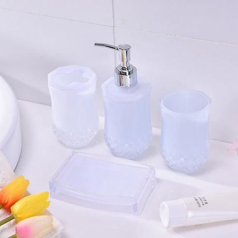 ensemble Complet D'accessoires De Salle De Bain 4 Pices - Ensemble D'accessoires De Salle De Bain - Distributeur De Savon Complet Avec Porte-bross (1/5)