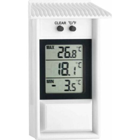 Thermomètre numérique Maxima-Minima, résistant aux intempéries, convient à une utilisation intérieure et extérieure, blanc (1/4)