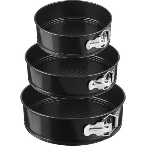 3 Springform Cake Tins Heavy Duty - Double Layer Non-Stick Coating, Removable Base, Heavy Duty Carbon Steel, Super Endurance - 22cm 24cm 26cm Cake Tins for Baking