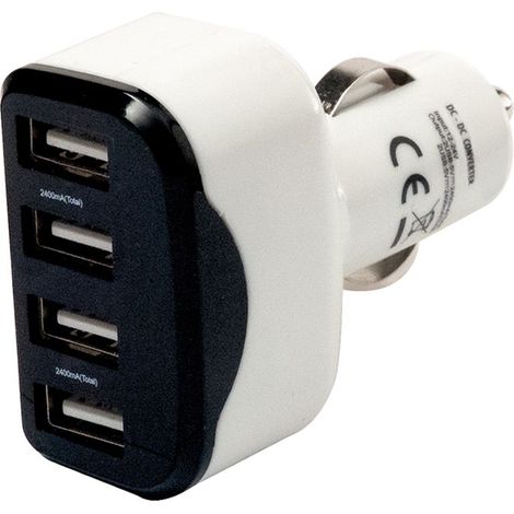 Alimentatore con spina accendisigari 12V/24V a 5V 4,8A con 4 uscite USB 2.0 tipo A - Victory